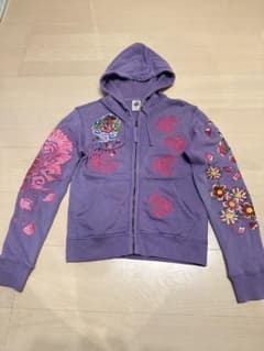 Ed Hardy 紫色 刺繍 フルジップパーカーのサムネイル
