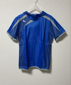 PUMA プーマ 半袖 ピステ フード付き ブルー Mのサムネイル
