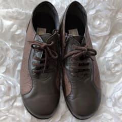更に値下げしました！アモーラ ブラウン レザー スエード シューズ 24.5cm
