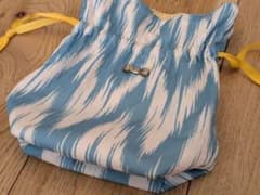 【巾着・ポーチ】フランフラン　リボンチャーム付き　ブルー　マチありのサムネイル
