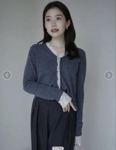 anuans アイラッシュレーストリミングニットカーディガン - メルカリ