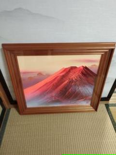 富士山 日本画 木製フレーム立体赤富士　百瀬善明 富士山 日本画 木製フレーム立体赤富士 百瀬善明 - メルカリ