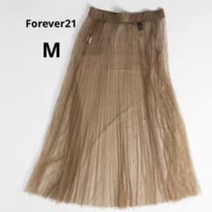 【美品】FOREVER21 ブラウン チュールスカート M レディース 重ね着のサムネイル
