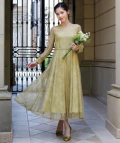 フラワー刺繍総レースワンピース 結婚式パーティードレスのサムネイル