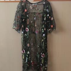 刺繍シースルーロングカーデのサムネイル