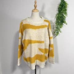 KOBE LETTUCE ゼブラ柄 モヘアタッチニット イエロー タグ付き
