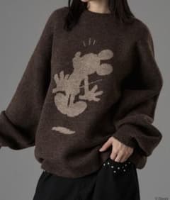 【完売品】ONCILY Disney ミッキー シルエットモチーフニット Sのサムネイル
