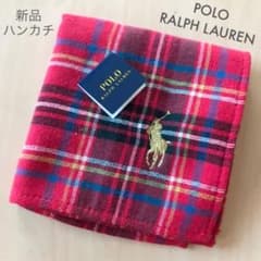 新品【ラルフローレン】タオルハンカチ　チェック　レッドのサムネイル