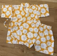 キッズ 甚平 花柄 イエロー 上下セットのサムネイル