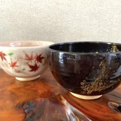 【未使用】　茶道　抹茶　茶碗、色絵　清水焼　茶道具　もみじ　黒　桜色　セット 茶道 抹茶 茶碗、色絵 清水焼 茶道具 もみじ 黒 桜色 セット - メルカリ
