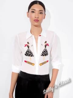 ❣️25新作 新品♡ Alice+Olivia 白シルク五分袖ブラウス♡ 674 - メルカリ