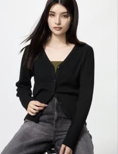 UNIQLO ウォッシャブルニットリブカーディガンのサムネイル