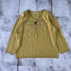 elle lieben ニット トップス LL マスタード ビーズ装飾 ウールのサムネイル