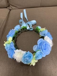 値下げ中！美品！！  花かんむり 【水色、白、黄緑】のサムネイル