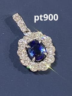 pt900 ギラギラダイヤとブルーサファイアのネックレストップのみ 
