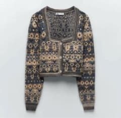 ZARA ジャガードニットカーディガンのサムネイル