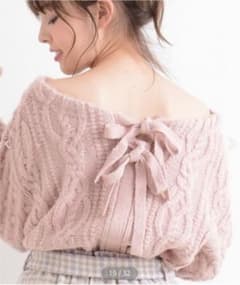 MAJESTIC LEGON バックリボン ケーブルニットのサムネイル