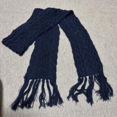 ネイビー ケーブル編み ニットマフラー - メルカリ