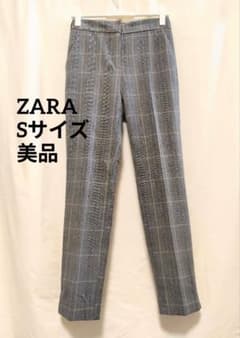 【S/美品】ZARA チェックテーパードスラックス レーヨン混 トルコ製 後ゴムのサムネイル