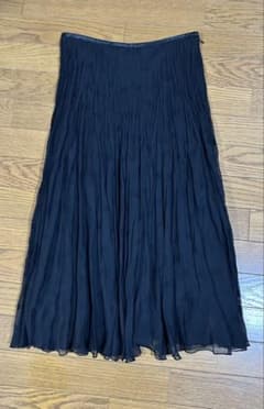 ブラック シフォン プリーツロングスカート