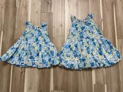 姉妹　お揃い　petit main 花柄ノースリーブワンピース80・100セットのサムネイル