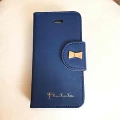 iPhone5 5s  SE 手帳ケース ネイビー リボンのサムネイル
