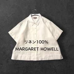 美品マーガレットハウエル リネン100% ハーフスリーブシャツブラウス 美品マーガレットハウエル リネン100% ハーフスリーブシャツブラウス