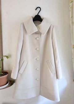 【美品/アンゴラ混】INDIVI ハーフコート ベージュ 38 M ビッグカラーのサムネイル