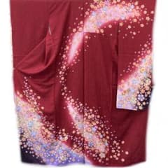 ☆中古品☆振袖 単品 正絹 赤系花模様 B級品ヤケ有り 振袖 - メルカリ