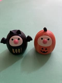 Concombre Halloween Figurine Set of 2 Sparrow, Pumpkin, Bat