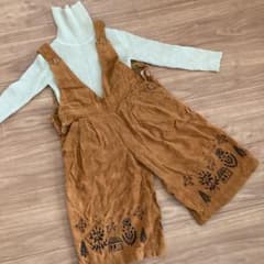 刺繍サロペット　ワイドパンツ　90のサムネイル
