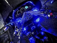 爆光ブルーネオンLED 4インチ スピーカー カバー スポーク メッキ 