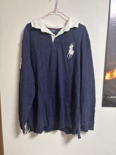 90s US Polo Ralph Lauren ラガーシャツ ネイビー 長袖のサムネイル