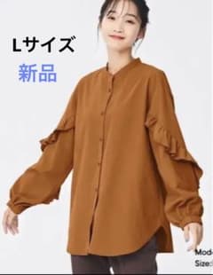 【新品未使用】GU ラッフルスリーブブラウスのサムネイル