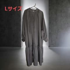 Lサイズ　ブラックロングシャツワンピース 長袖　ティアードのサムネイル