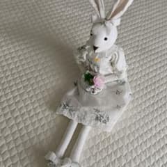 ami-brugge うさぎ ぬいぐるみ 花柄 ワンピース 白