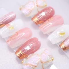 727 ネイルチップSサイズ 韓国 上品 ミラーフレンチ グリッター
