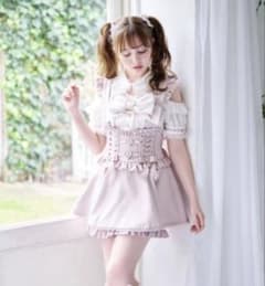 LIZLISA リズリサ ハートバックルサスペンダー付スカパン ピンク