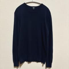 UNIQLO ウォッシャブルクルーネックセーター メンズ ネイビー Lのサムネイル