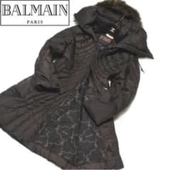 BALMAIN Lサイズ ダウンコート リアルファー 大きいサイズ フード 茶 BALMAIN Lサイズ ダウンコート リアルファー 大きいサイズ フード 茶