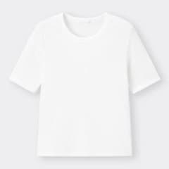 GU ジーユー オフホワイト リブT半袖 Tシャツ Lサイズのサムネイル