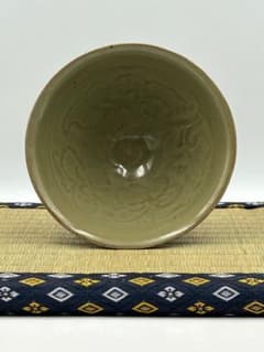☆0051宋時代 耀州窯 青磁 刻花 斗笠碗 ☆天目茶碗 茶道具 茶器 中国