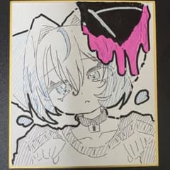 手描きイラスト 色紙 オリジナルキャラクター アナログ 一点物のサムネイル