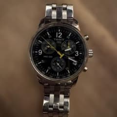 TISSOT ティソ PRC 200 初代モデル クロノグラフ 黒文字盤 - メルカリ