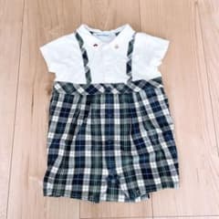familiar チェック柄ロンパース 70