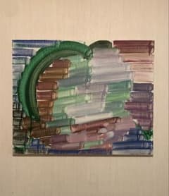 宗久恭子 2枚 ［鳥のいこい］［董と鳥］1967作 抽象画 油彩画 春陽会員