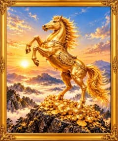 開運アート 黄金の馬 金運上昇 インテリアのサムネイル