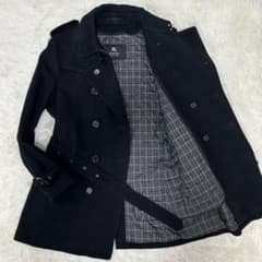 極美品/L】バーバリーブラックレーベル Pコート ノバチェック カシミヤ