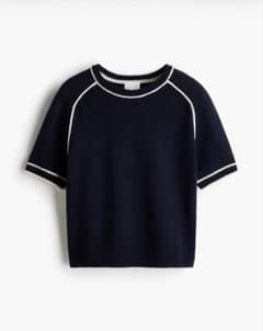 ニットTシャツ　ネイビーブルーのサムネイル