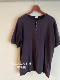 90s  USA製　ヘルスニット　ヘンリーネック　XLのサムネイル